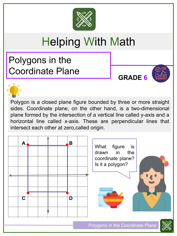 polygons in the coordinate plane 6th grade math worksheets