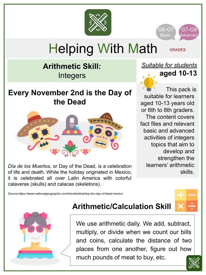 integers-the-day-of-the-dead-themed-math-worksheets
