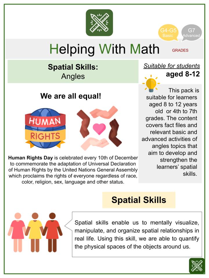 Spatial Skills_ Angles (Human Rights Day Themed) Worksheets