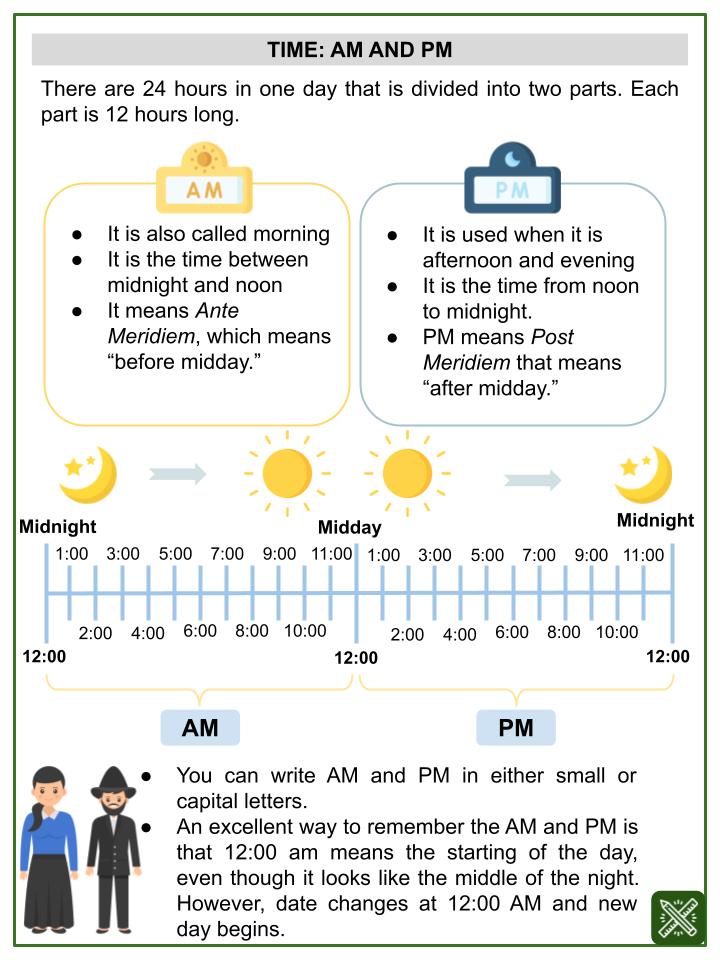 Time_ AM and PM (Hanukkah Themed) Worksheets