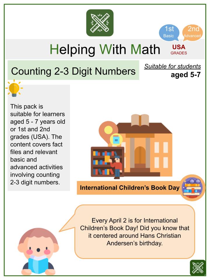 Counting 2-3 Digit Numbers (International Children's Book Day Themed) Math Worksheets