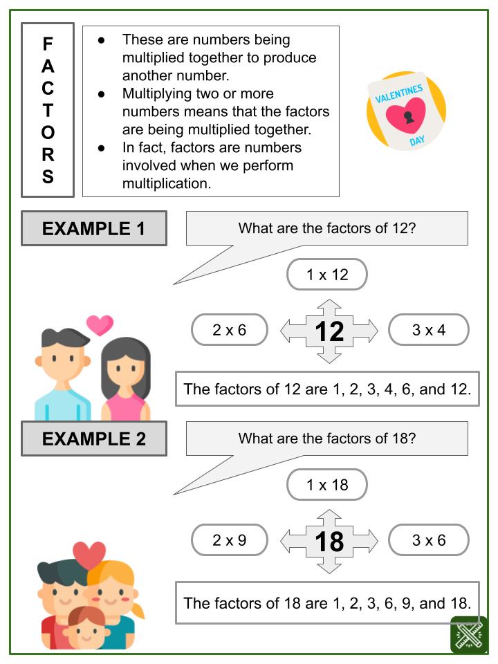 GCF_ Greatest Common Factor (Valentine's Day Themed) Worksheets