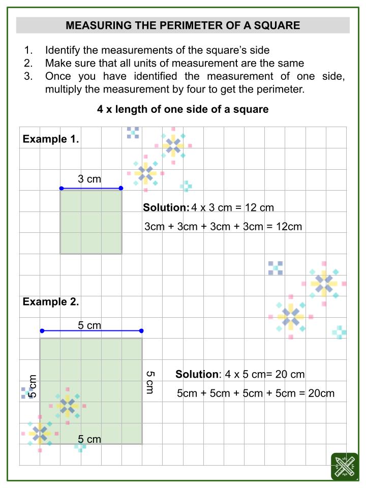 Perimeter of a Square (New Year's Day Themed) Worksheets