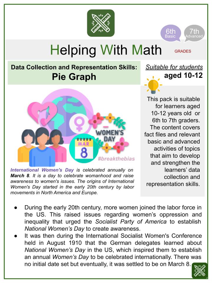 Pie Graph (International Women’s Day Themed) Worksheets