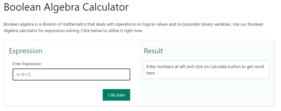 algebra boola calculator