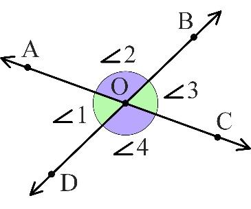a pair of vertical angles formed by 2 intersecting lines
