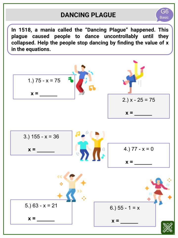 Subtraction Property (International Dance Day Themed) Worksheets