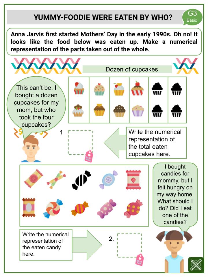 Fractions (Mother's Day Themed) Worksheets