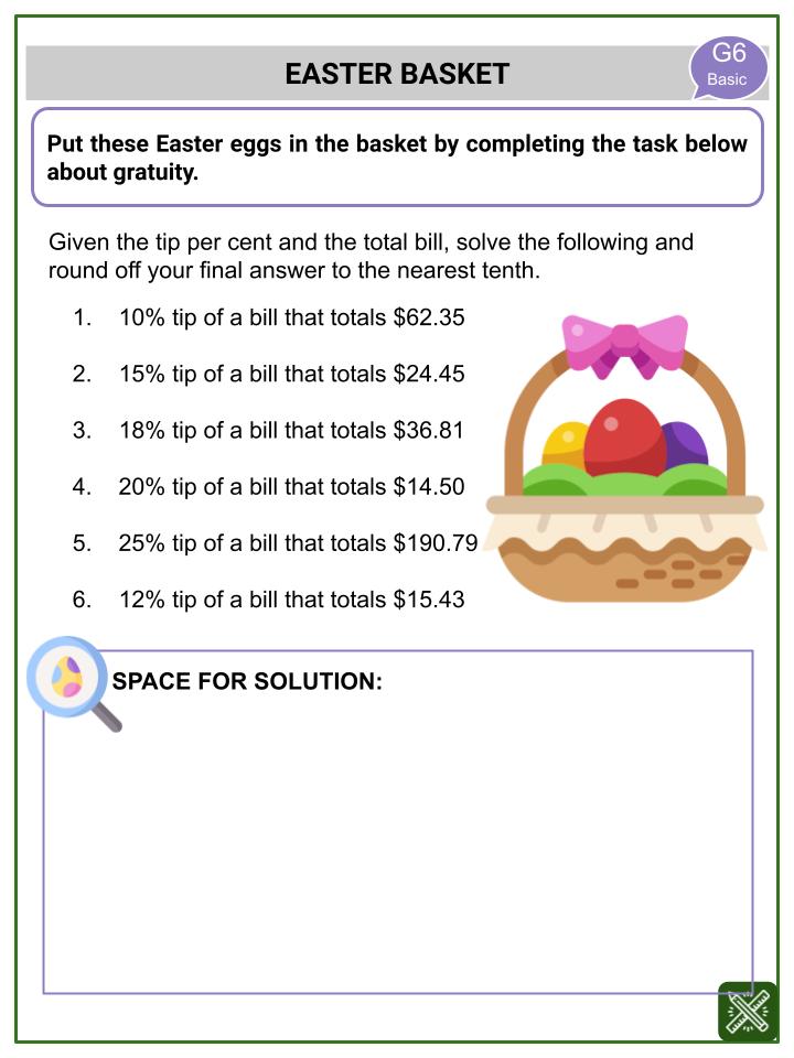 Gratuity (Easter Themed) Worksheets