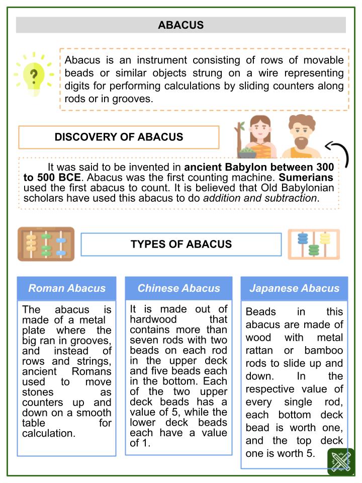 Abacus (International Museum Day Themed) Worksheets