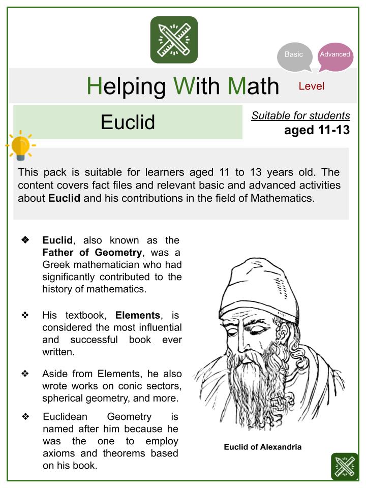 People Series: Euclid (Ancient Greece Themed) Math Worksheets