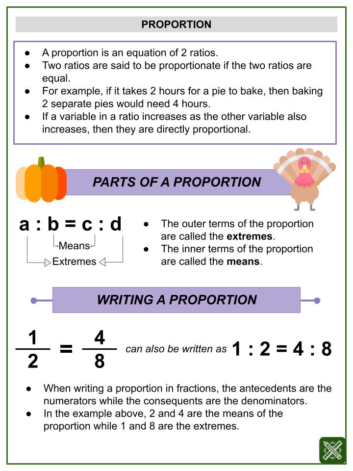 Proportion (Thanksgiving Day Themed) Worksheets