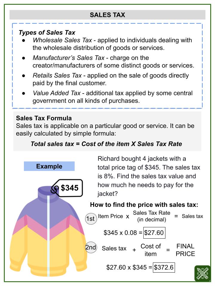Sales Tax (Halloween Themed) Worksheets