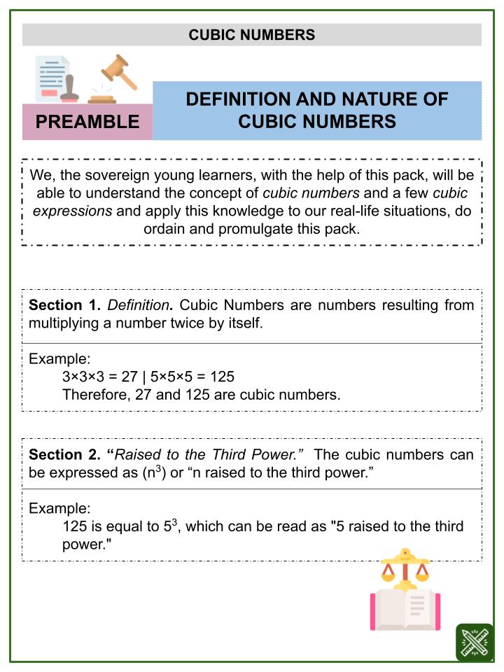 Cubic Numbers (Constitution Day Themed) Worksheets