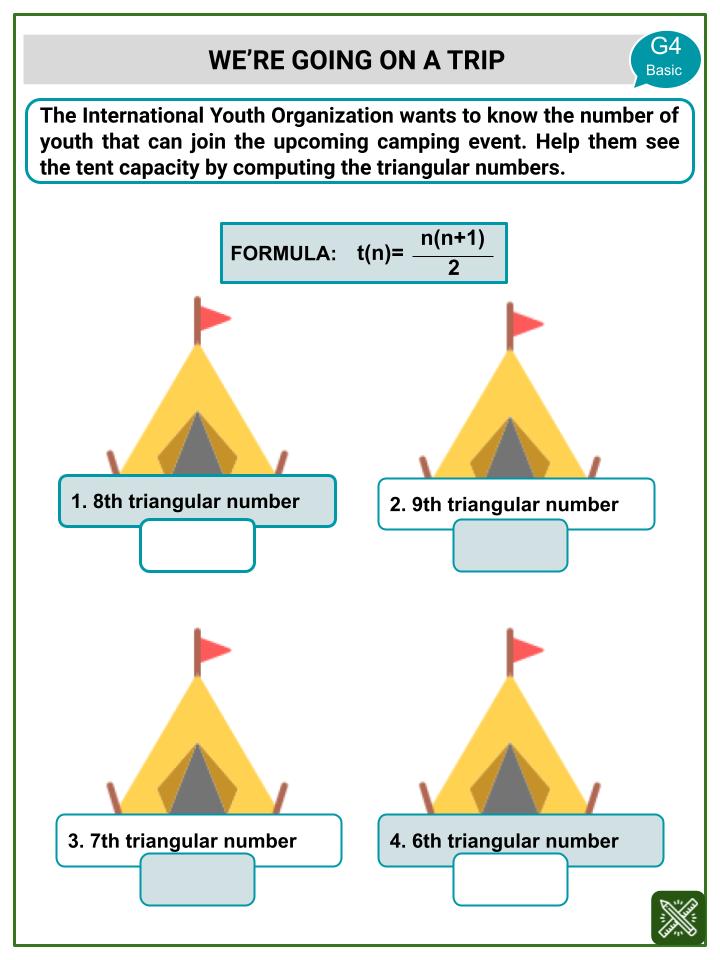 Polygonal Numbers (International Youth Day Themed) Worksheets