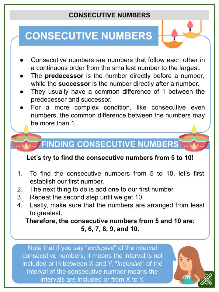 Consecutive Numbers (Diwali Themed) Worksheets