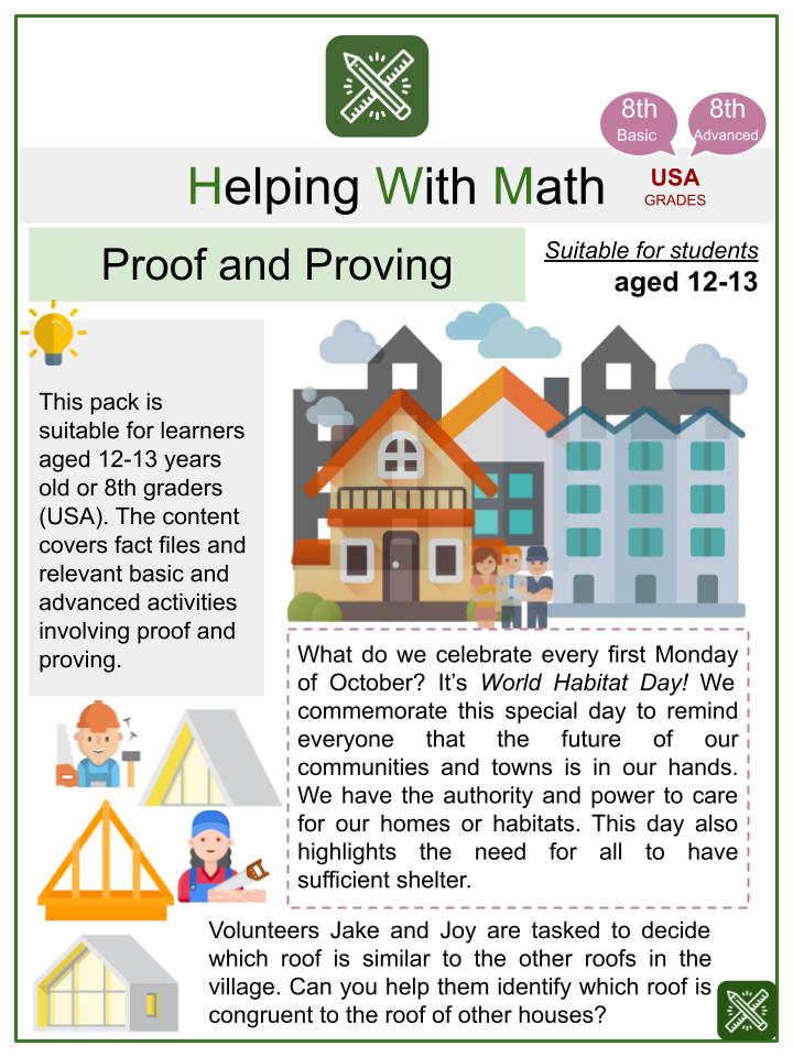 Proof and Proving (World Habitat Day) Math Worksheets
