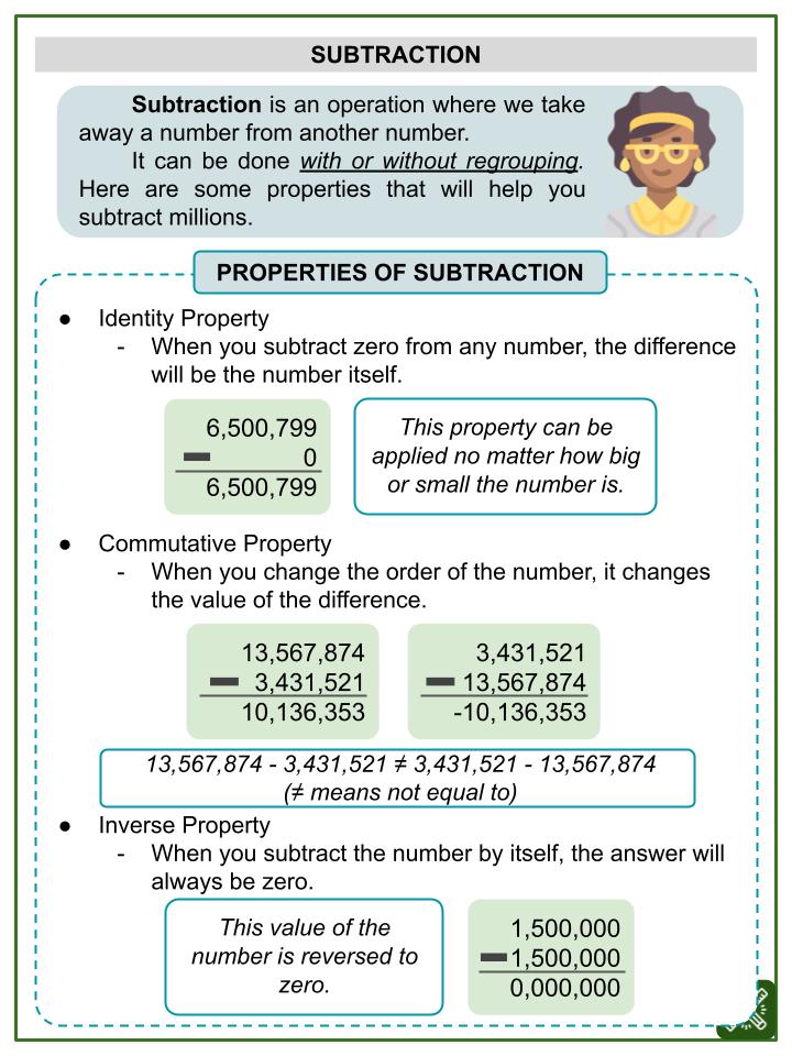 Subtracting Millions (Kwanzaa Themed) Worksheets
