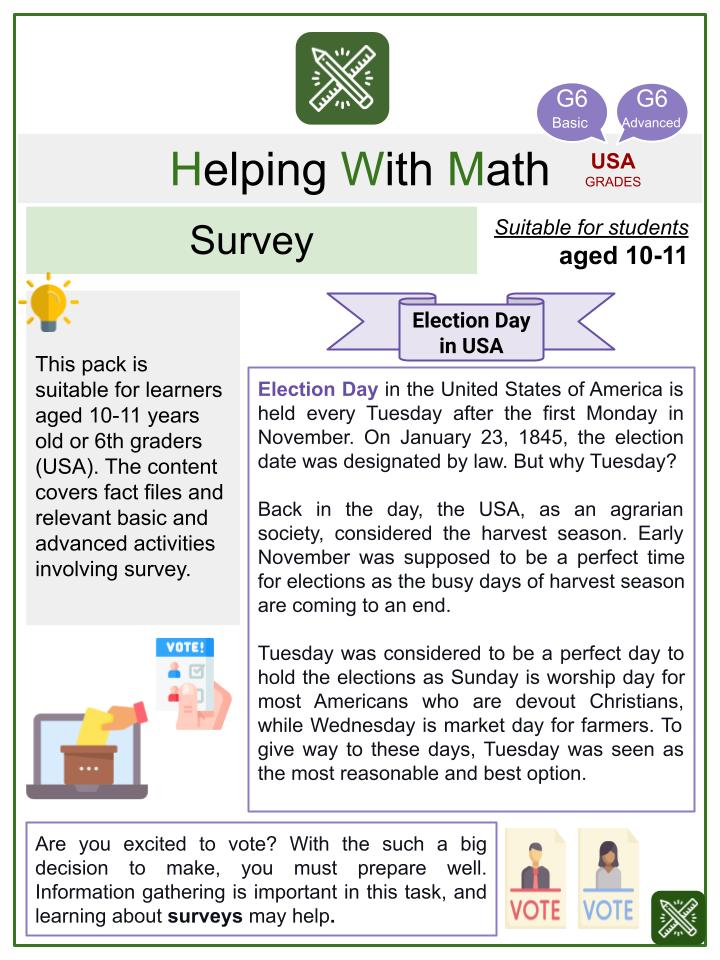 Survey (Election Day Themed) Worksheets