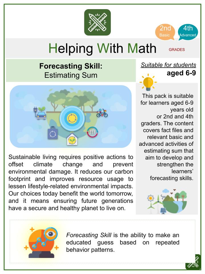 Estimating Sum (Sustainable Living Themed) Math Worksheets