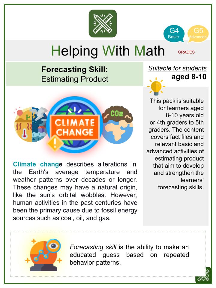Estimating Product (Climate Change Themed) Worksheets