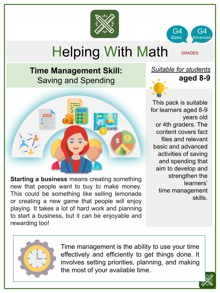 Saving and Spending (Starting A Business Themed) Worksheets