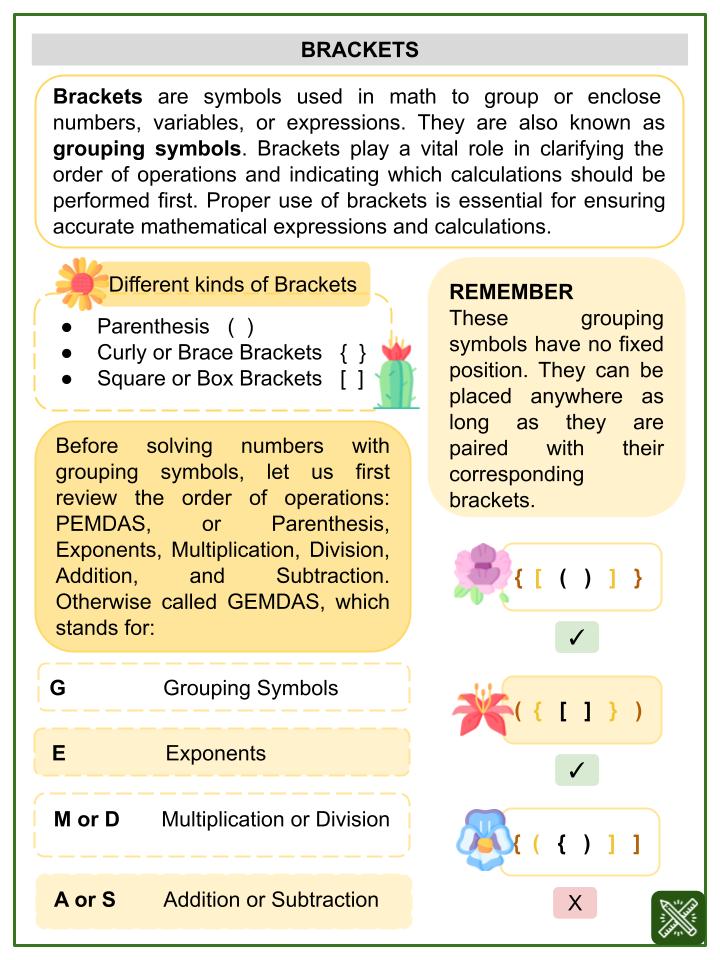 Brackets (Botany Themed) Worksheets
