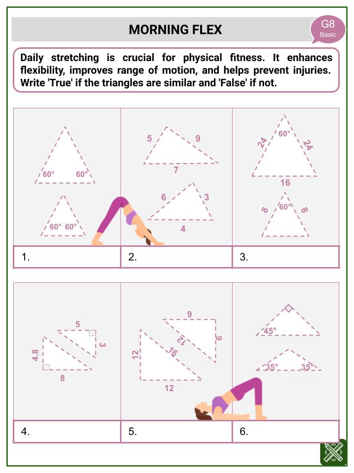 Proving Triangle Similarity (Physical Fitness Themed) Worksheets