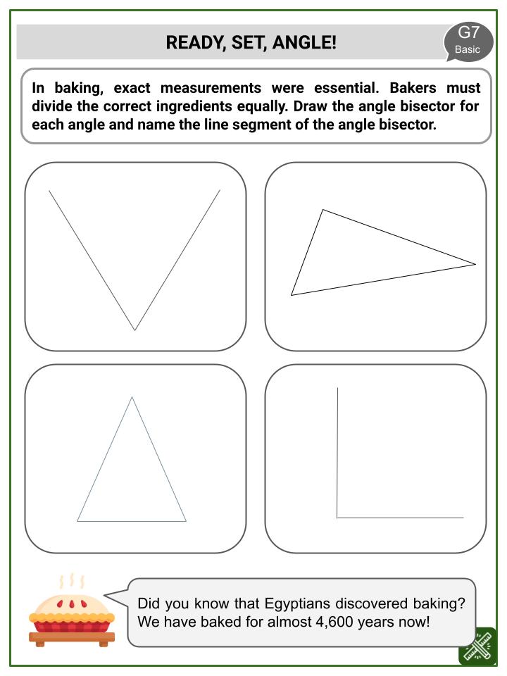 Angle Bisector (Baking Themed) Worksheets