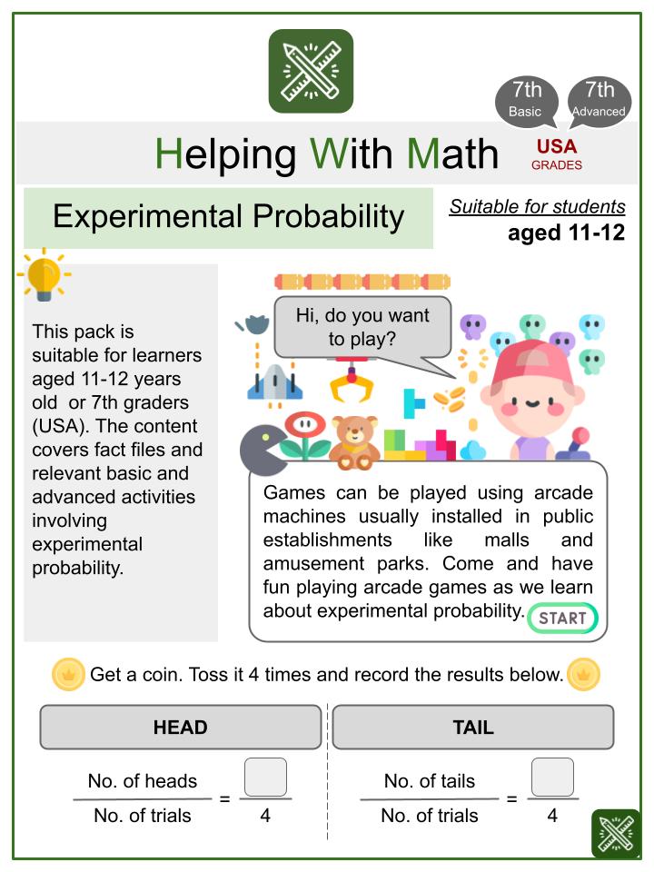 Experimental Probability (Arcade Themed) Math Worksheets