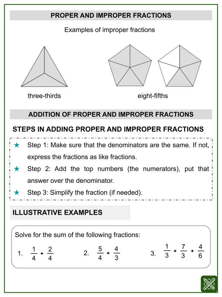 Proper and Improper Fractions (Winter Themed) Worksheets