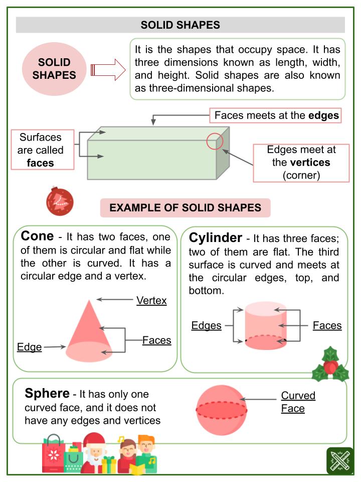 Solid Shapes (Christmas Day Theme) Worksheets
